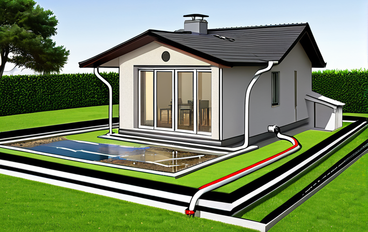 Geothermal System Diagram**
"A detailed, professional diagram illustrating a closed-loop vertical geothermal system installed beneath a fully landscaped Italian garden. The diagram should show the underground piping, heat pump, and connections to a modern, energy-efficient home. Include annotations in Italian explaining the process of heat exchange. Safe for work, appropriate content, educational, technical illustration, fully clothed, professional."
**