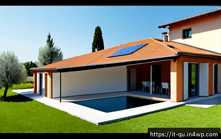 Home 13 지열 냉난방 시스템의 냉방 성능 비교 - Photorealistic cutaway view of a modern Italian countryside home near Bologna in summer, geothermal ...